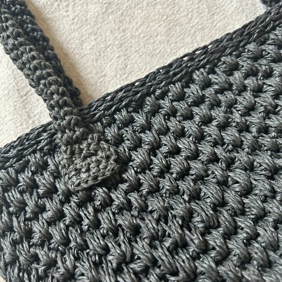 Black Handmade Crochet Shoulder Bag - Picture 7 of 7